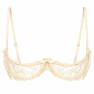 IEFIEL Women Sheer Lace Bra 1/4 Cups Push Up Underwired Bra. Size S